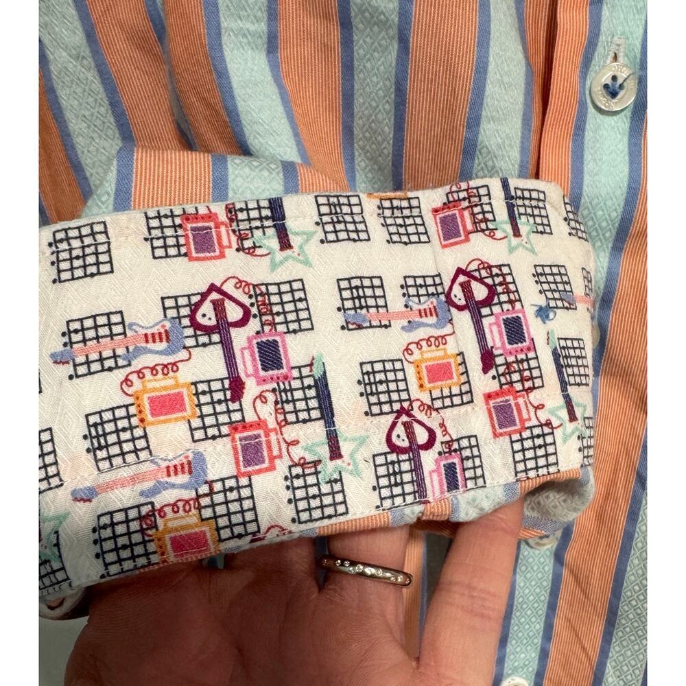 ROBERT GRAHAM Cotton Flip Cuffs Striped Button Down Kids Size S (8) - Picture 3 of 4